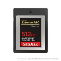 闪迪 SDCFE-512G-ZN4IN 至尊超极速™ CFexpress™ Type B 存储卡 SanDisk 产品 CFE512GB  512 GB  尼康D6  佳能R5 1DX3  C300M3 闪存 内存