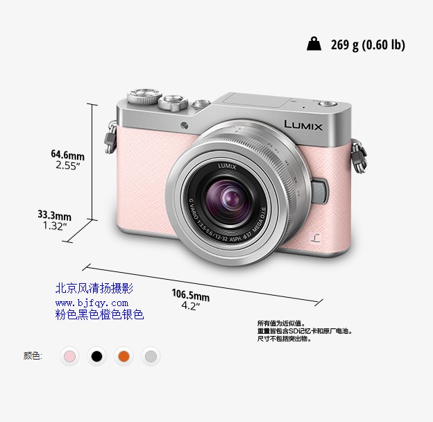 松下（Panasonic）DC-GF9K微型单电套机（12-32mm镜头）4K美颜自拍神器、触摸翻转屏、WIFI传输 樱花粉