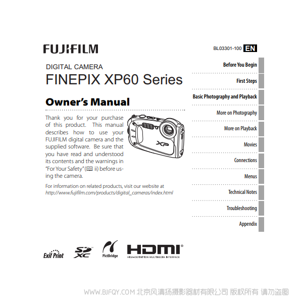 富士 XP60 英文版 finepix series  owner's manual说明书下载 使用手册 pdf 免费 操作指南 如何使用 快速上手 