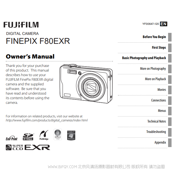 富士F80EXR F85   数码照相机 owner manual Fujifilm北京风清扬摄影器材有限公司 关于这款产品的说明书下载链接 说明书下载 使用手册 pdf 免费 操作指南 如何使用 快速上手 