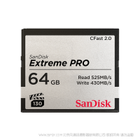 SanDisk闪迪 SDCFSP-064G-Z46D CF卡64G 525M 内存卡CFAST2.0高速 单反相机存储卡 4K摄影卡 1DX2 XC10 XC15