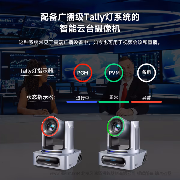 腾为 TEVO-VX20M-4k  PTZ 专业云台AI摄像机搭载了高品质CMOS传感器和新一代的AIoT 边缘 AI 芯片