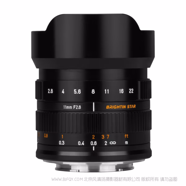 BrightnStar 星曜  星耀 MF 11mm F2.8 ASPH 全画幅 鱼眼 手动对焦镜头  BS-MF1128 180&deg;超广 8组11片