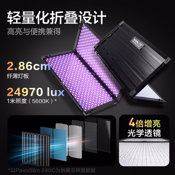 南光 Nanlite PavoSlim 240B/240C 4'x1' PS240B/PS240C 全彩超薄平板灯  灯体厚度1.96cm 重量3.44kg  